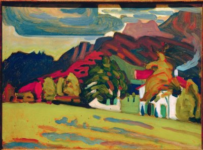 Group of Houses in Front of Mountains by Wassily Kandinsky